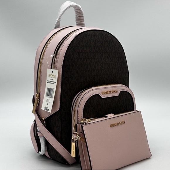 Michael Kors Medium Jaycee Zip Packet Backpack & Double Zip Wallet Wristlet - Picture 3 of 16